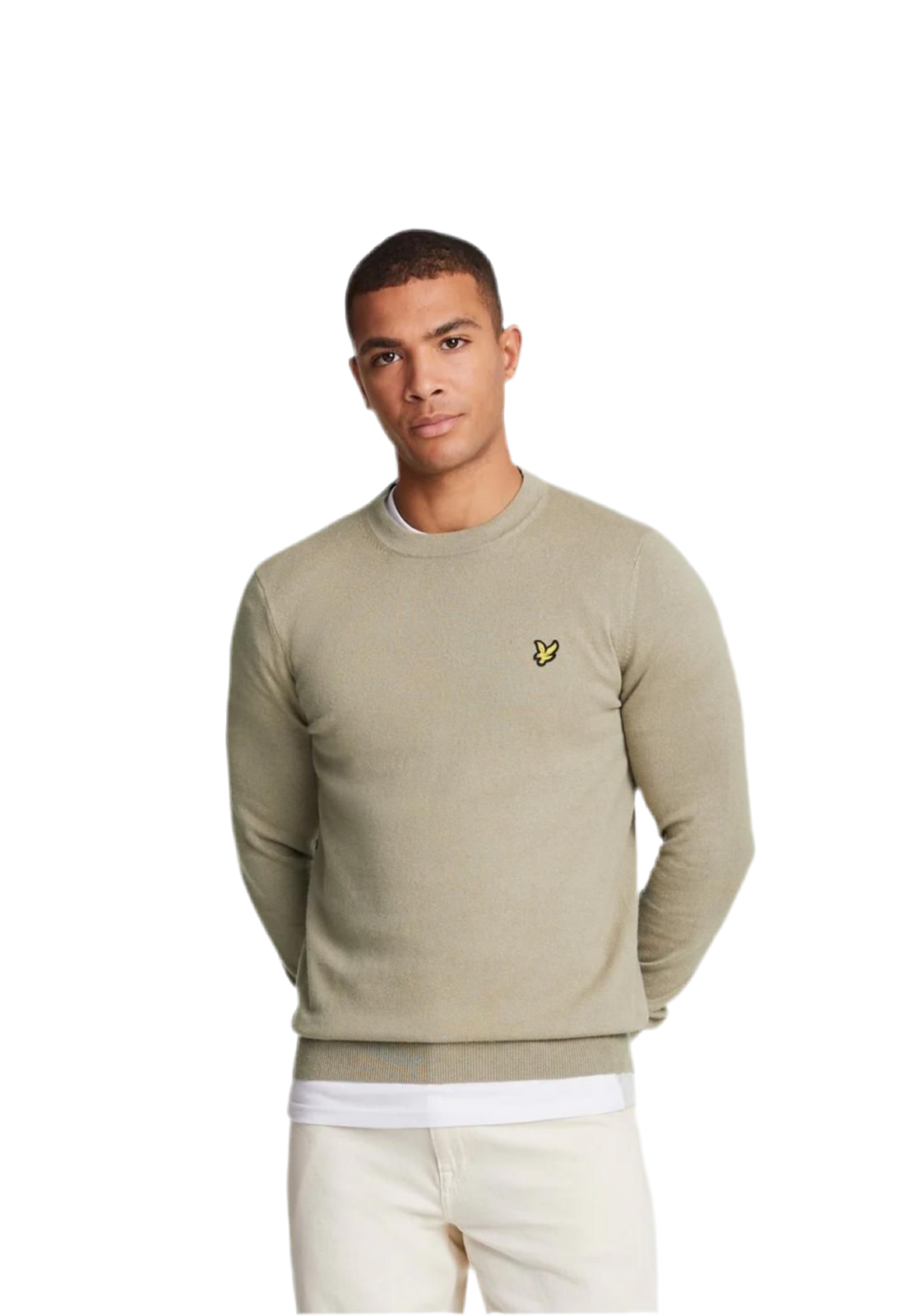 Lyle&Scott KN2110VC cotton merino crew jumper - Colour Sage uniform