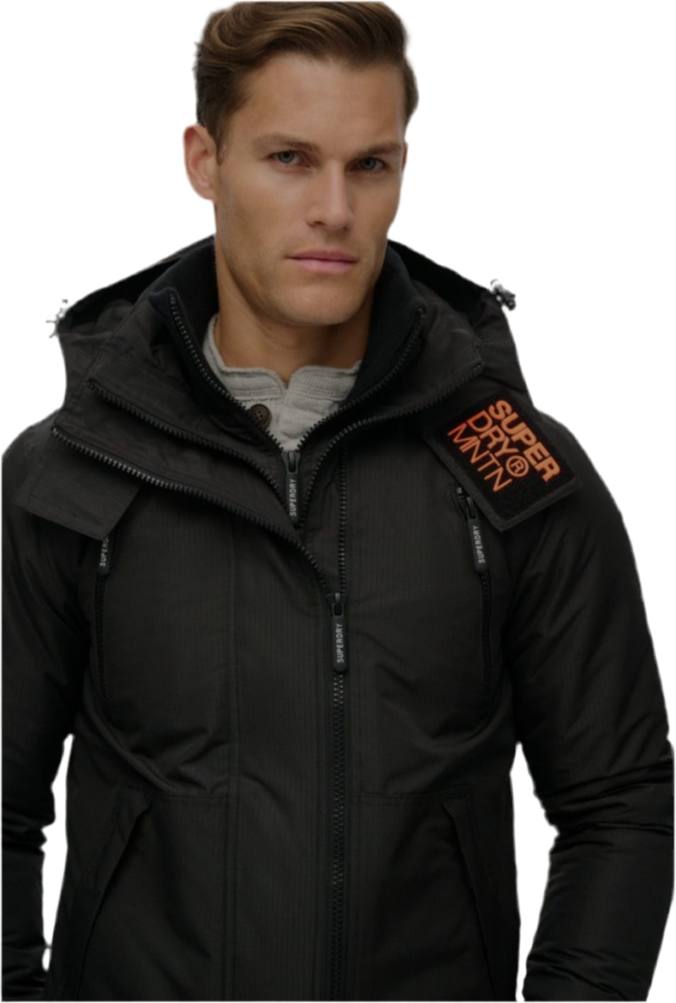 M5011921A - HOODED MOUNTAIN WINDBREAKER  JACKET - BLACK