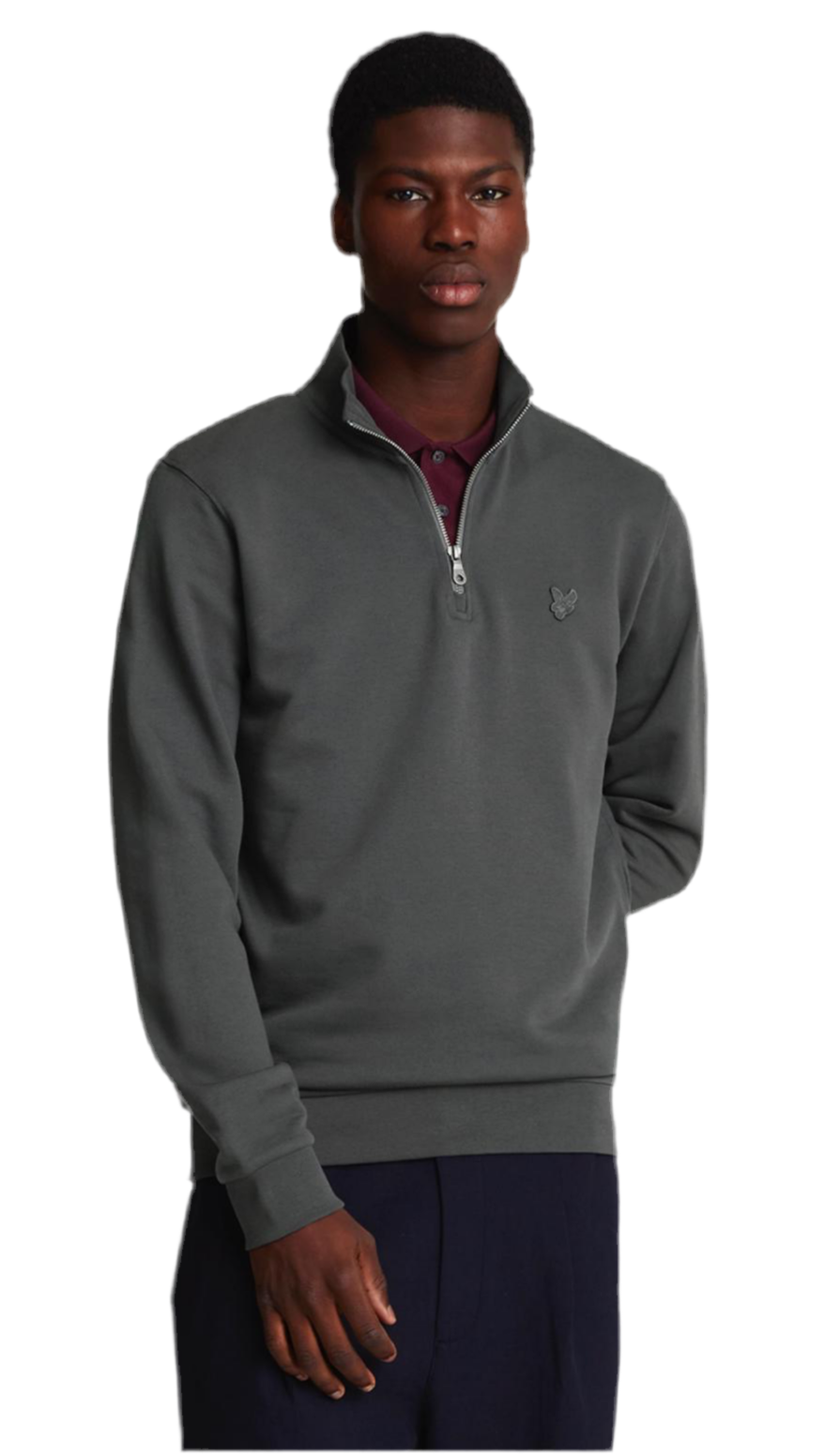 Lyle&Scott ML2022TON Tonal eagle quarter zip sweat - Colour Gunmetal