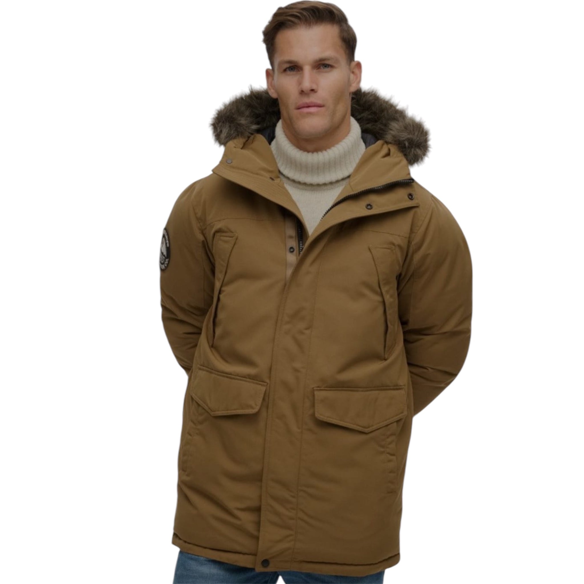 M5011929A - EVEREST FAUX FUR PARKA JACKET - KANGAROO BROWN