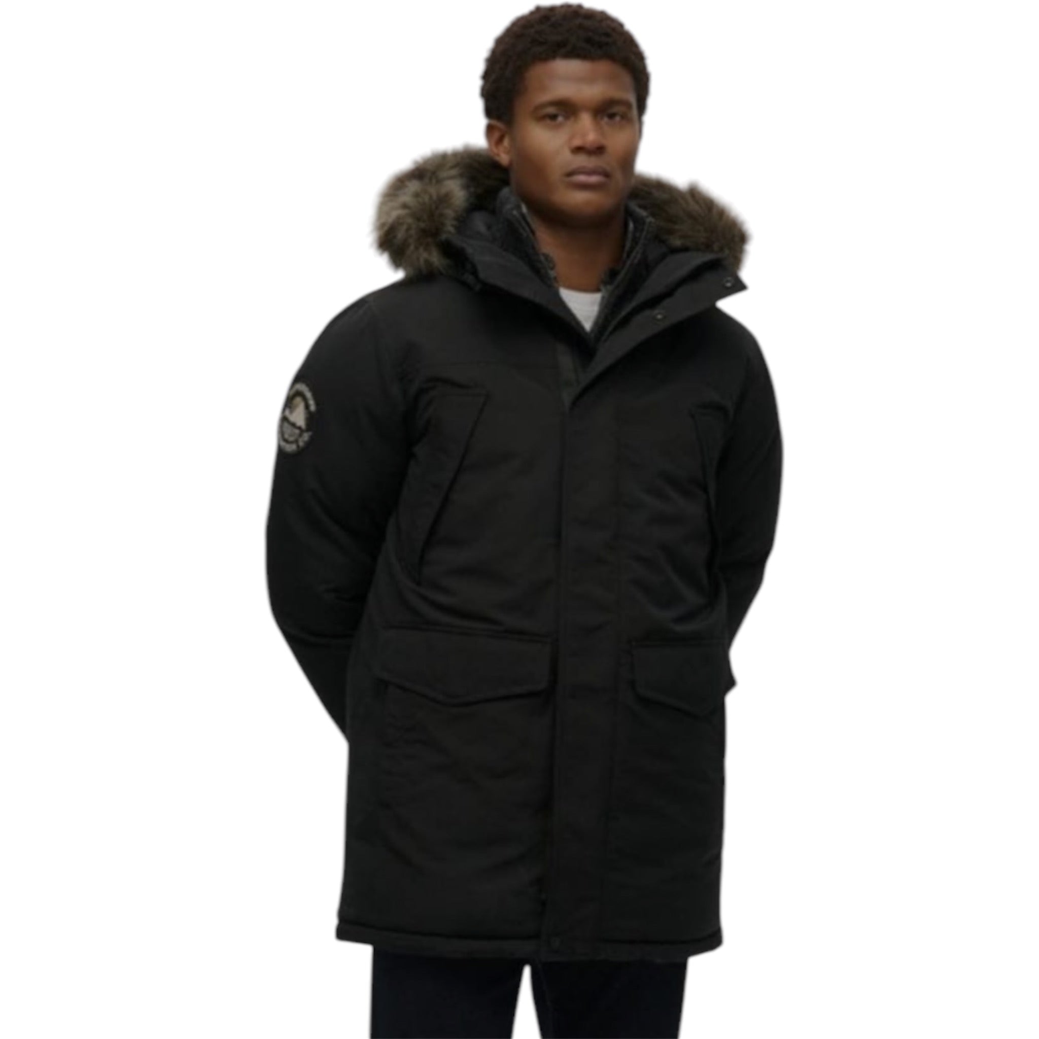 M5011929A - EVEREST FAUX FUR PARKA JACKET - JET BLACK