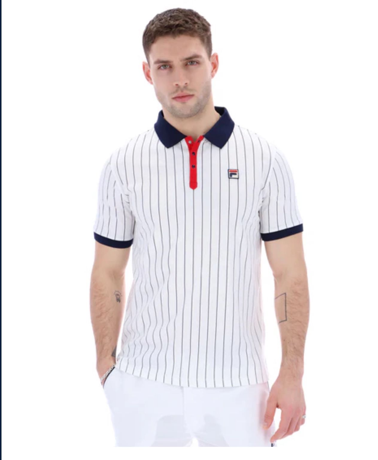 FILA 1839AT CLASSIC VINTAGE STRIPED POLO - WHITEFILA NAVYFILA RED