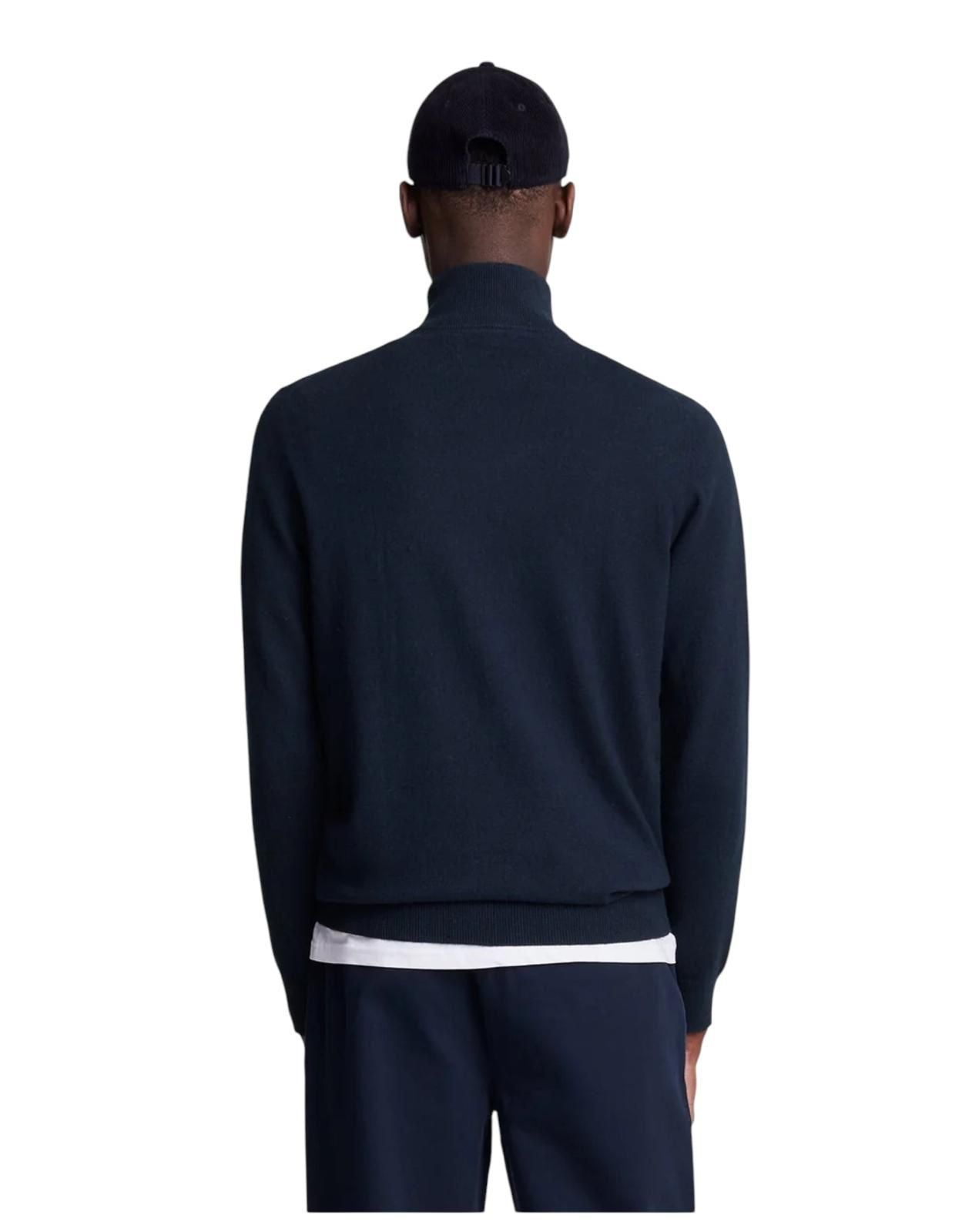 Lyle&Scott KN2112VC cotton merino quarter zip jumper - Colour Dark navy