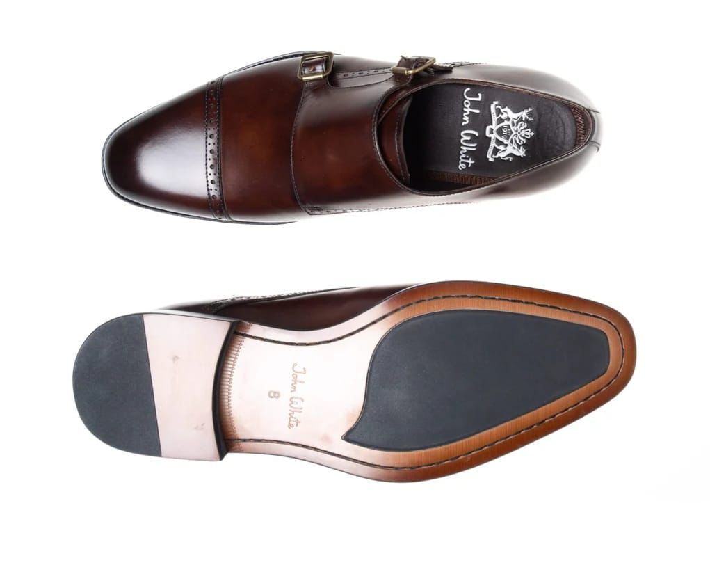 John white Alderney double monk shoe - Colour Brown