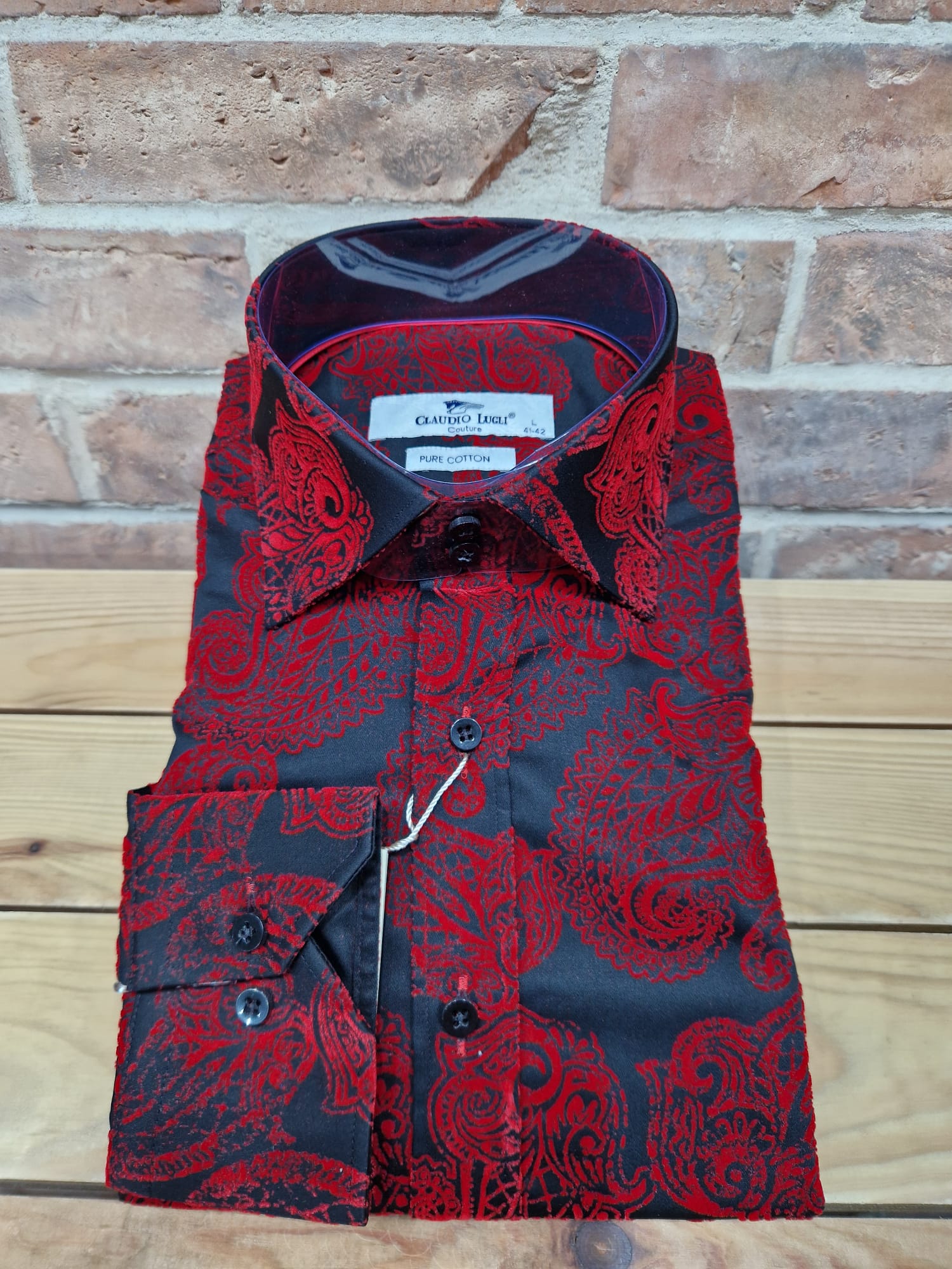 Claudio Lugli CP6974 PAISLEY FLOCKING RED