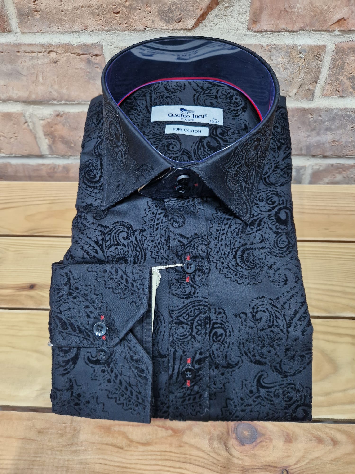 Claudio Lugli CP6974 PAISLEY FLOCKING BLACK